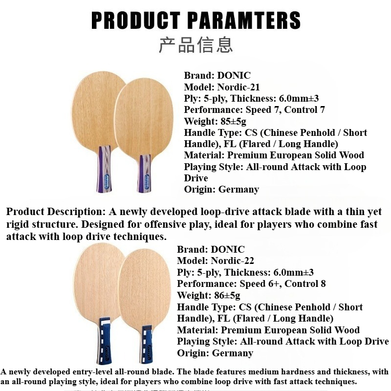 Donic Nordic 21 22 Table Tenni - Table Tennis Blades review and price